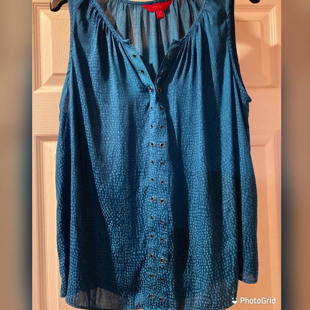 Jennifer Lopez Tank Top-Turquoise Blue